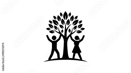 People Supporting Tree Concept