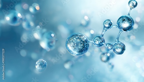 Abstract Molecular Structure of Water Molecules in Blue Tones.