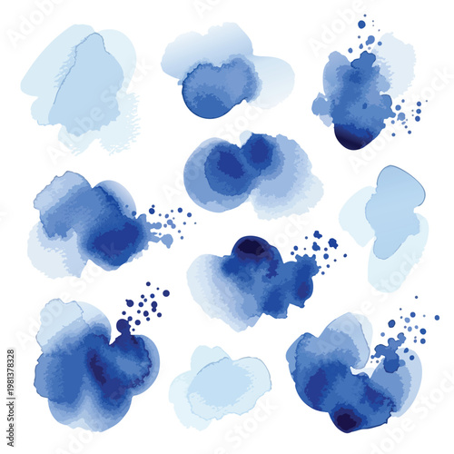 Abstract Blue Watercolor Paint Splashes for Creative Design Projects