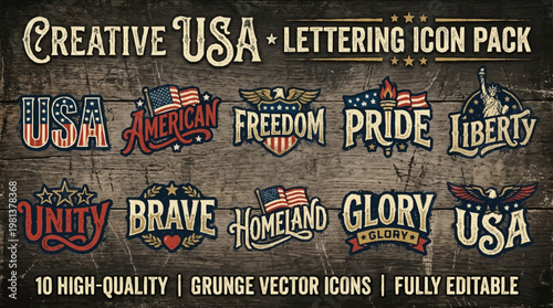 American flag icons showcase freedom and patriotism in the USA