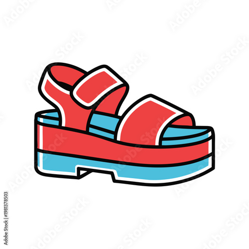 Colorful Summer Platform Sandal on a White Background