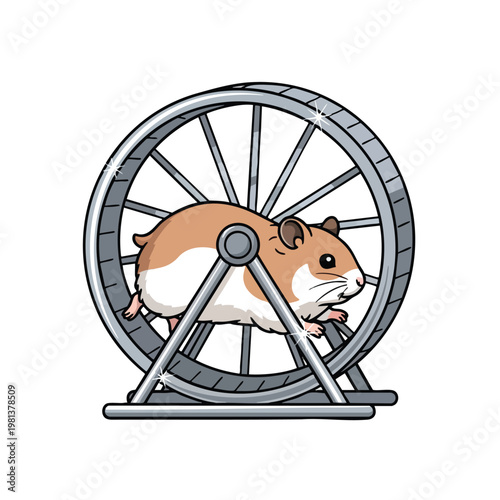 Cute Hamster Running Inside a Miniature Wheel Adorable Pet Playfulness