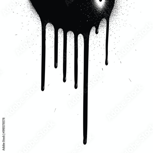Abstract Black Paint Drip on White Background for Creative Design Projects