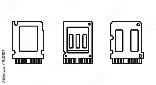Three SIM Cards with Gold Contacts and Notched Edges on White Background.