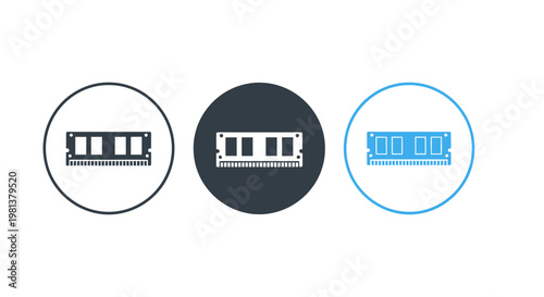 Set of minimalist tram icons inside circular frames in different colors.