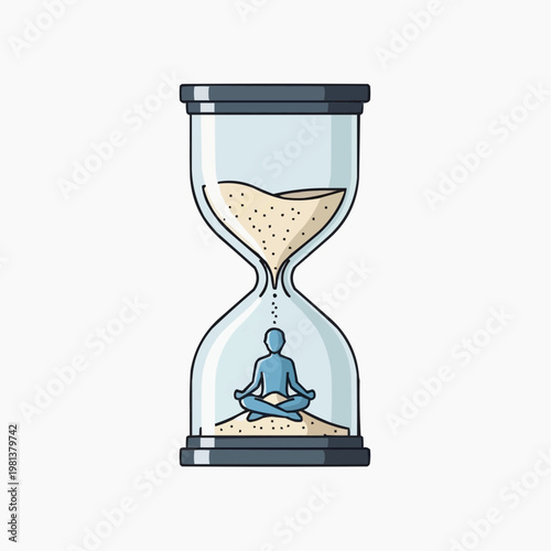 Hourglass with Meditating Person Inside Illustration