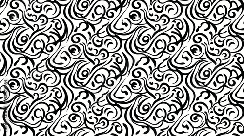 Intricate black and white abstract swirl pattern texture for graphic design.