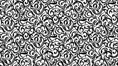 Intricate black and white seamless ornamental pattern texture.
