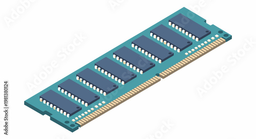 Blue DIMM RAM Module Showcased as Computer Memory Hardware Component.