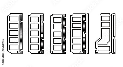 Series of memory cards displayed in a row showing different orientations and slots.