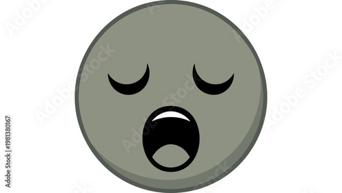 Sleepy face with closed eyes and open mouth expressing tiredness and yawning emotion in cartoon style vector