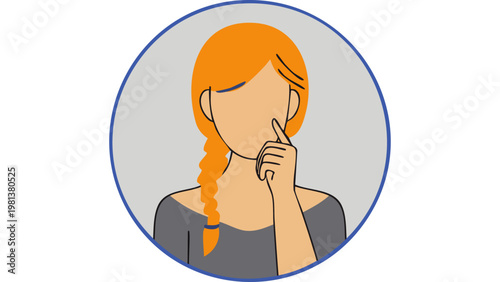 Young woman with orange braid hair making silence gesture with finger on lips in calm expression vector