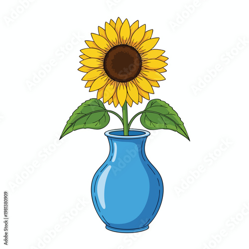 Bright Sunflower in Elegant Blue Vase for Home Decor and Garden Inspiration