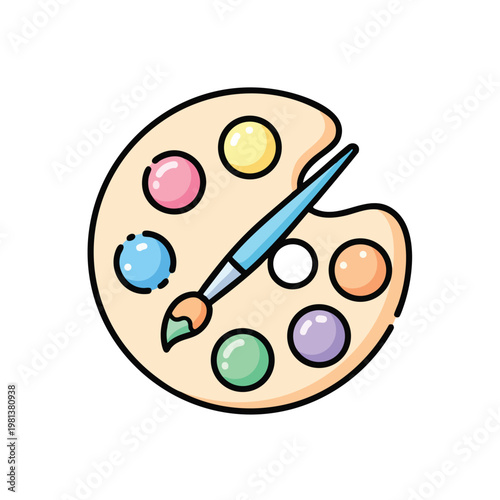 Creative Artist Palette with Colorful Paints and Brush for Artistic Inspiration