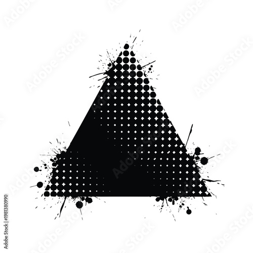 Abstract Black Dot Triangle Design with Artistic Ink Splashes for Creative Projects