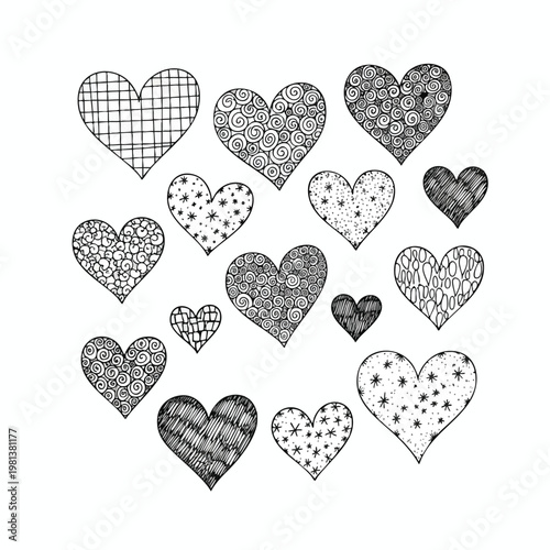 Collection of Artistic Hearts in Varied Styles and Textures for Creative Design