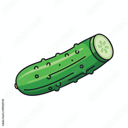 Fresh Green Cucumber on White Background for Healthy Eating and Cooking