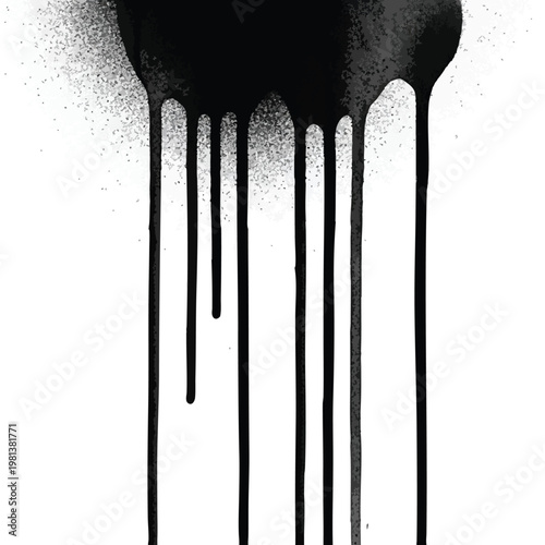 Monochrome Ink Drip Art with Abstract Black Paint Effects