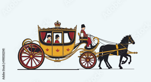 Royal Carriage with Horse and Passengers