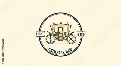 Vintage Carriage Emblem with 1920s Style and "Brimpage Ham" Text