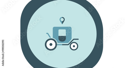 Vintage carriage icon with location pin, vector illustration