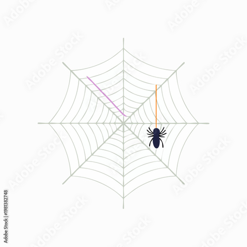 Cartoon spider hanging from a web, vector illustration for Halloween decor
