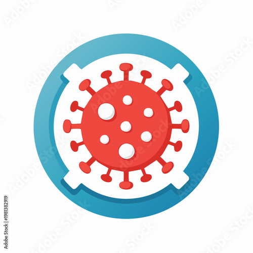 Illustration of Coronavirus Symbol in Round Badge