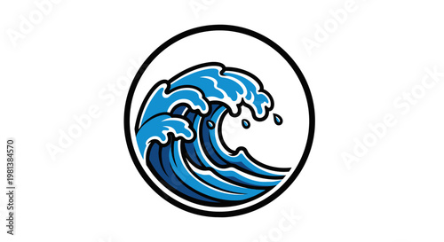 a blue wave in a circle.