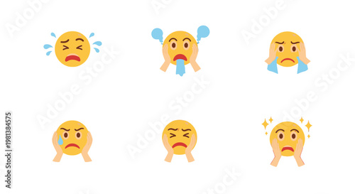 Collection of various emoticon faces expressions.