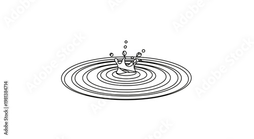 A black and white illustration of ripples in water.
