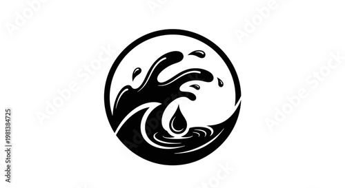 Black and white wave icon design.