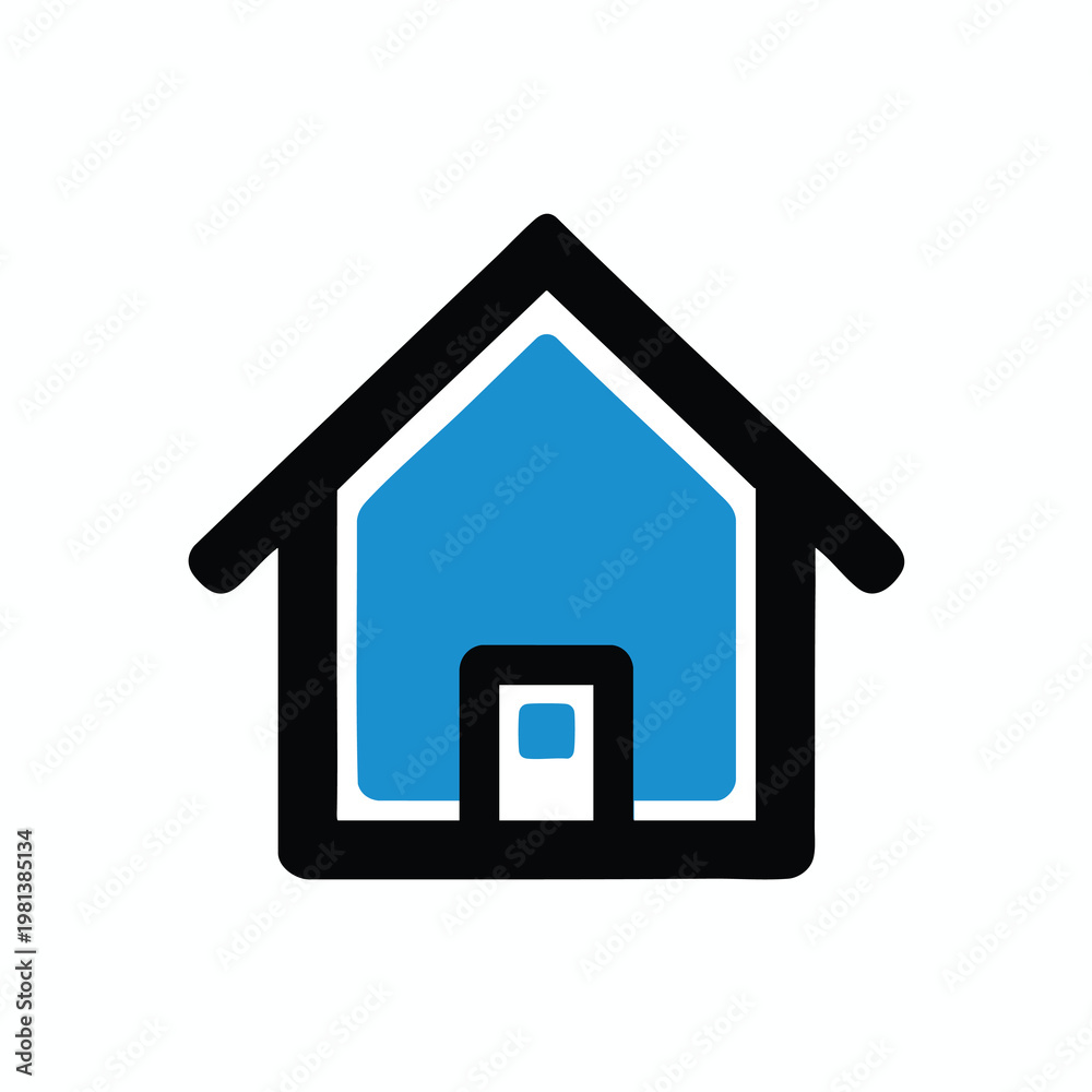 Fototapeta premium Stylized House Icon for Real Estate Home Improvement and Property Listings