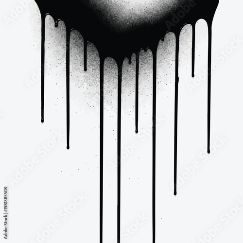 Abstract Black Ink Drip Artwork on White Background for Creative Design