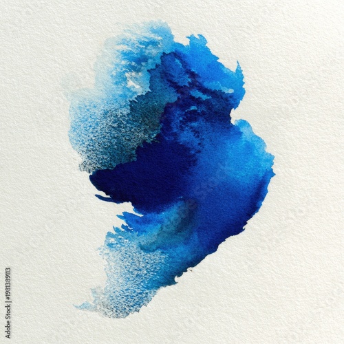 Abstract Blue Watercolor Splash on White Background