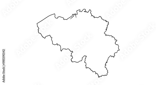 Belgium Map Outline Vector Illustration, Simple Black Line Drawing of Belgian National Borders for Cartography, Education, and Geographic Design Projects