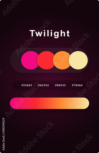 Modern Twilight Color Palette: Vibrant Sunset Gradient for Digital & UI/UX Design