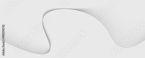 Abstract Gray and White Minimalist Wave Line Background with Smooth Dynamic Curves