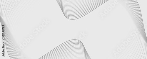 Abstract Gray and White Minimalist Wave Line Background with Smooth Dynamic Curves