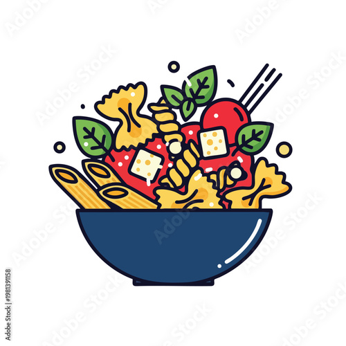 Colorful Fresh Salad Bowl with Vegetables and Crackers for Healthy Eating