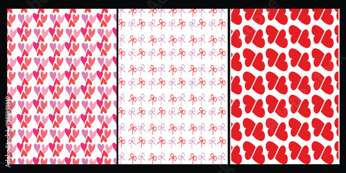 Hand drawn seamless bows and hearts  pattern