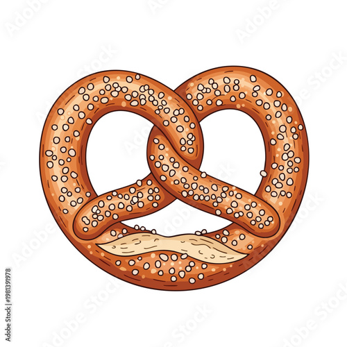 Close up of Fresh Pretzel with Salty Coating for Snack and Bakery Products