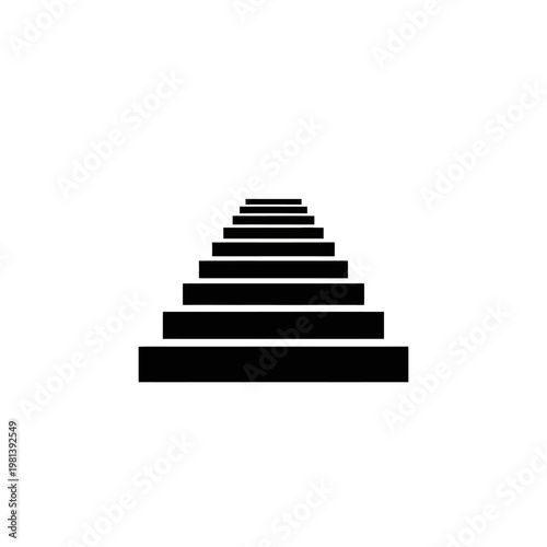 A simple black and white illustration of a staircase ascending into the distance, representing progress and ambition