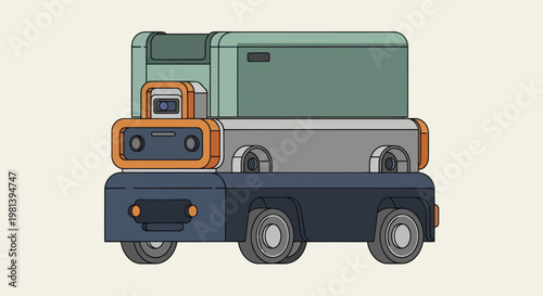 Autonomous Delivery Robot Truck Modern Technology Illustration.