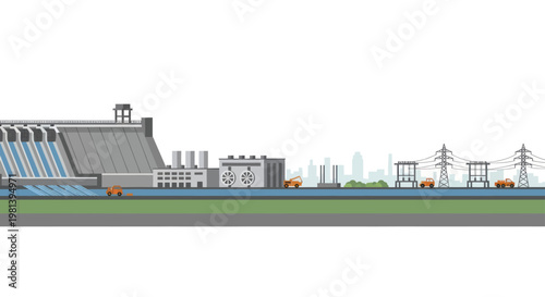 Hydroelectric Power Plant Dam and Infrastructure.