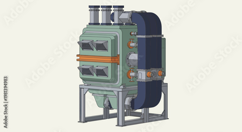 Industrial Air Filtration System with Fans and Ductwork.