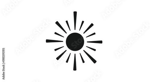 A black sun symbol with rays extending outwards
