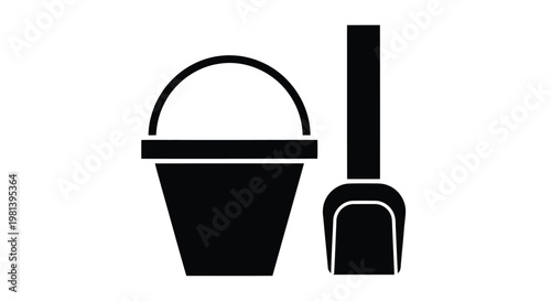 A bucket and a shovel