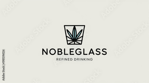 Noble glass logo with cannabis leaf icon and text legal marijuana drinkware beverage cannabis marijuana cannabinoid botanical silhouette