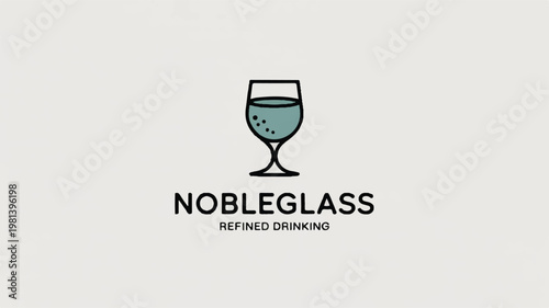 Noble glass logo with wine glass and text drinkware beverage champagne cocktail glassware transparent stemware identity business restaurant