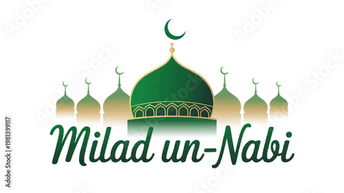 Milad un nabi graphic with mosque silhouette and crescent moon prophet s birthday islamic holiday prophet muhammad middle eastern religion